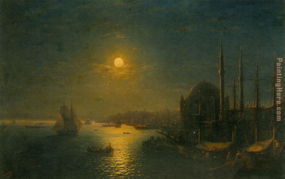 Ivan Constantinovich Aivazovsky A Moonlit View of the Bosphorus